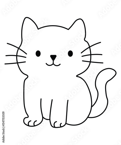 Line Art Cute Cat Vector
