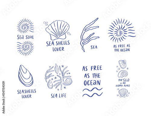 Hand drawn coastal life collection