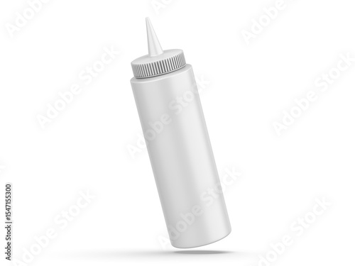 Plastic squeeze bottle mockup for ketchup, mustard sauce, mayonnaise and green chutney, Sauce dispenser bottle mock up on isolated white background, 3d illustration