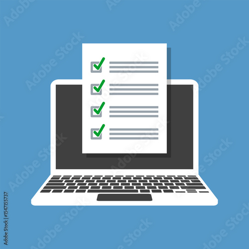check list displayed on laptop screen, weekly or daily to-do plan, positive customer feedback