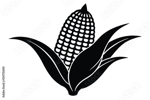  corn with open husks silhouette vector