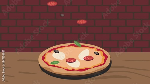 Pizza with Falling Ingredients, Graphic Animation