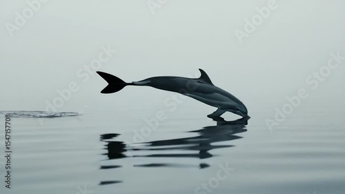 Leaping Dolphin in Ocean Mist: A Breathtaking Wildlife Moment