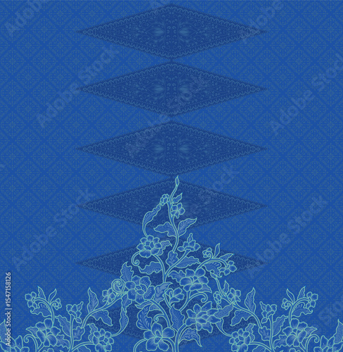 Batik Songket traditional design background. Seamless pattern embroidery Embroidery on fabric. Seamless pattern. Vector illustration for web design or print.
