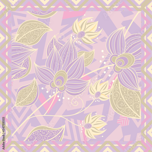 flower batik  traditional design background. Seamless pattern embroidery Embroidery on fabric. Seamless pattern. Vector illustration for web design or print.