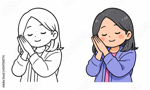 tired sleepy woman coloring page for kids