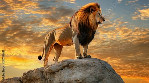 Majestic Lion at Sunset