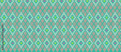 Batik Songket traditional design background. Seamless pattern embroidery Embroidery on fabric. Seamless pattern. Vector illustration for web design or print.
