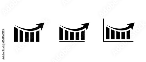 Recovery bar graph icon set. Rebound after downturn symbol