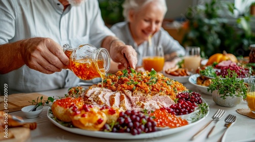 A joyful family breaks the Yom Kippur fast with bagels, lox, and honey cake