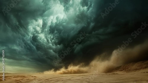 Apocalyptic Desert Storm: A Dramatic Sandscape Under a Menacing Sky