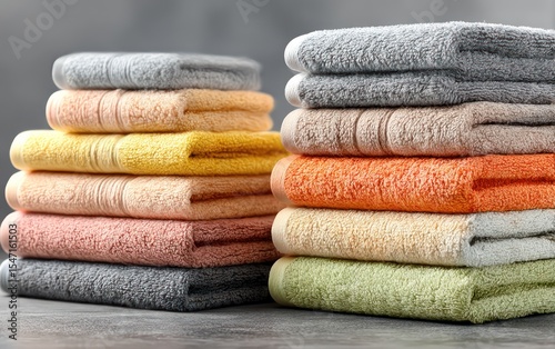 Colorful towels stacked neatly