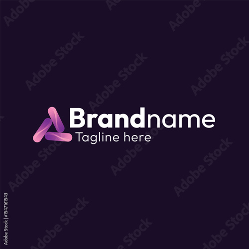 Dynamic Abstract Triangle Secondary Logo: Interconnected Elements, Fluid Gradient Design, Modern Technology, Collaboration, Innovation, and Digital Communication Symbol