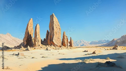 Majestic Desert Monoliths under a Vivid Blue Sky