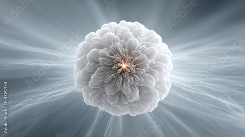 An abstract representation of atomic structure, illustrating energy waves and particles in a dynamic and visually striking manner.