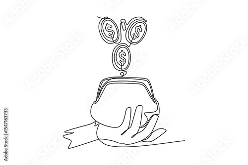 Financial literacy concept. Single line draw design. Vector graphic illustration