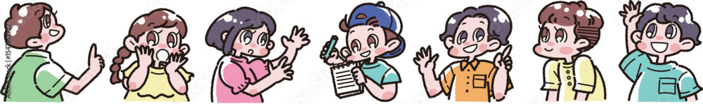 Obraz premium 話している子どもたちのイラスト