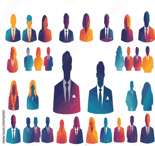  Diverse Business People Avatars and User Icons Set