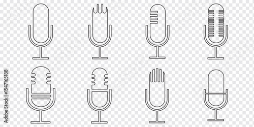 Set of Microphone Icons, Microphone icon vector set. Audio illustration sign collection. mic symbol. Variety types Microphones Design. Eps 10.
