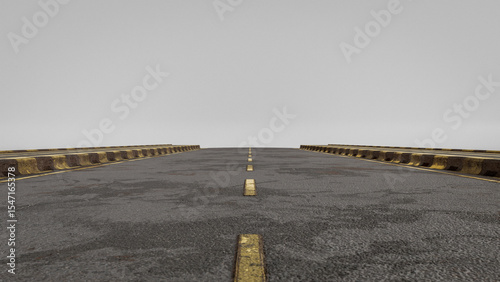 Realistic 6x6 meter modular urban street with asphalt road, yellow markings, sidewalks, curbs, and pedestrian paths—ideal for city planning, games, or 3D visualization. Premium photo 3d render.