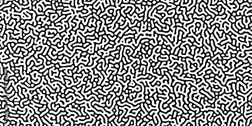 Abstract truing organic wallpaper Turing reaction diffusion monochrome seamless pattern with chaotic motion. Generative algorithm psychedelic background. Reaction-diffusion or truing pattern formation