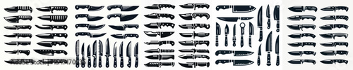 Vector set image silhouette of knife