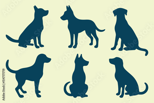 Dog silhouettes. Labrador Retriever silhouette. isolated black silhouette of a dog collection. Different breeds vector silhouette. vector illustration