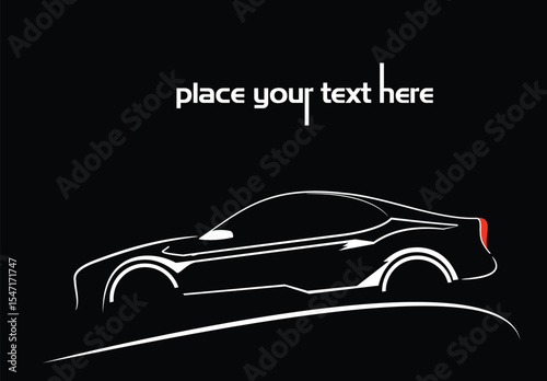 036-24-Stylized outline of a car speeding on a dark background, ideal for automotive and transportation-related projects