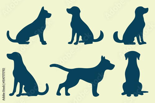 Dog silhouettes. Labrador Retriever silhouette. isolated black silhouette of a dog collection. Different breeds vector silhouette. vector illustration