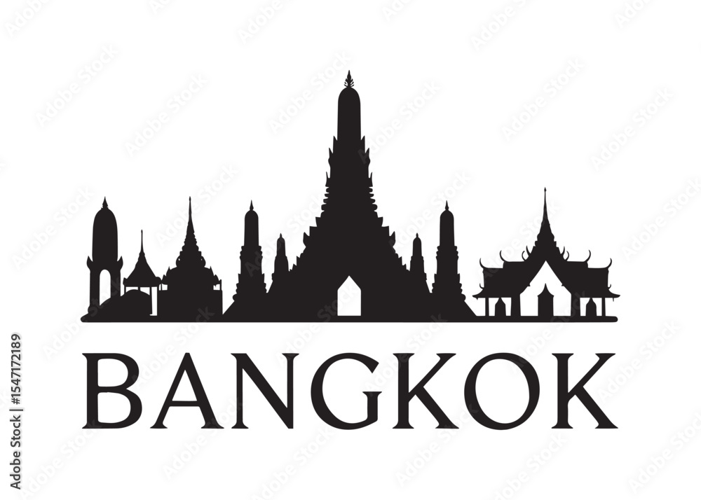 Obraz premium Bangkok Skyline Silhouette a Captivating Emblem of Thailand's Cultural Richness and Architectural Marvels Defining The City's Distinct Identity