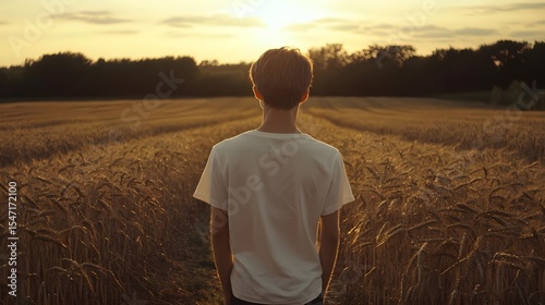 Boy, Child, Teenager, Boy in Wheat Field at Sunset