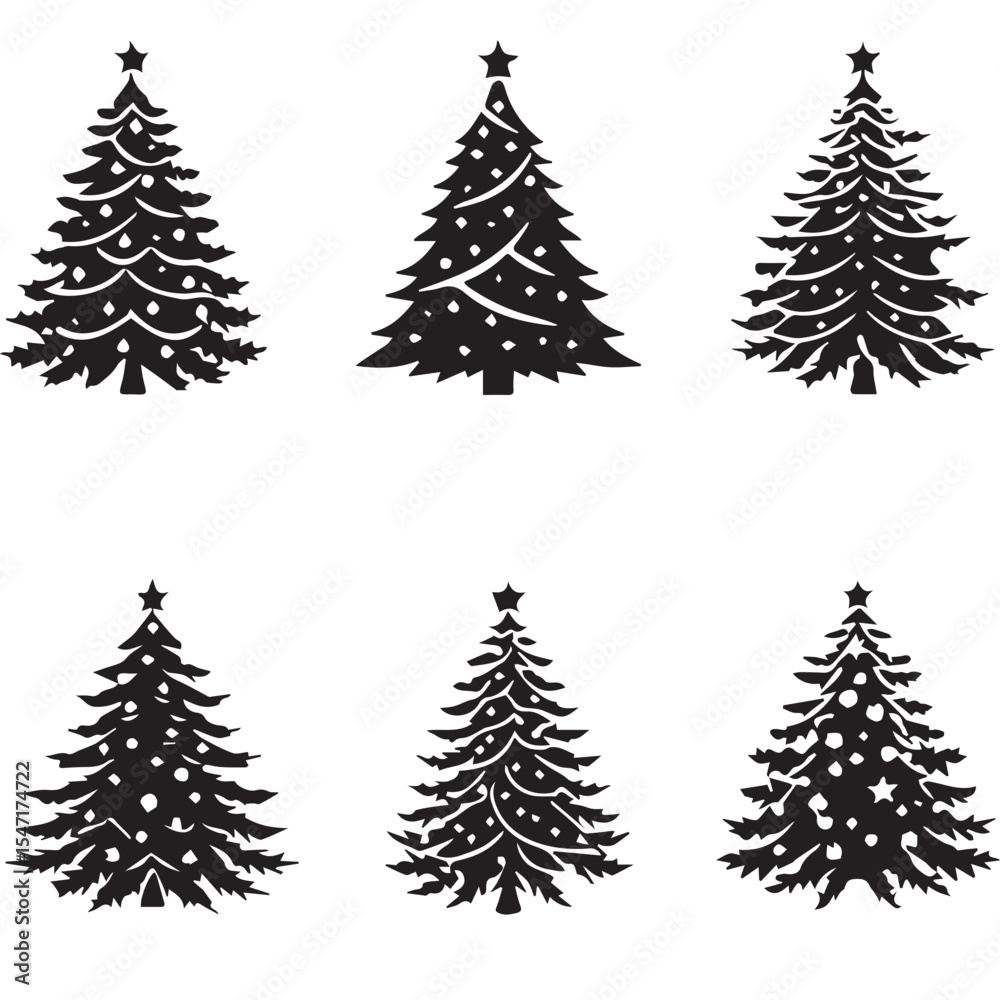 Obraz premium set of christmas trees