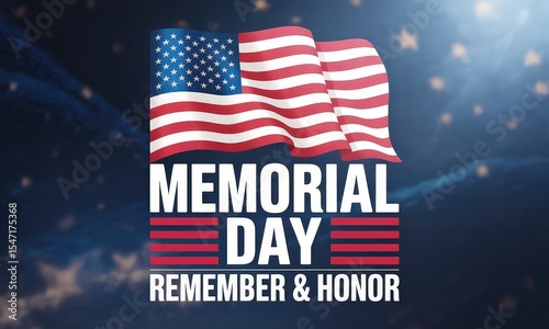 American flag memorial day design remember and honor