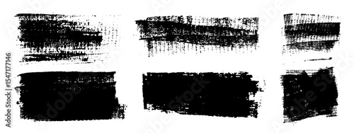 Vector black hand drawn brush stroke, brush, line or texture. Dirty artistic design element, box, frame or background  for text. Halftone texture. Grunge rough edges. 