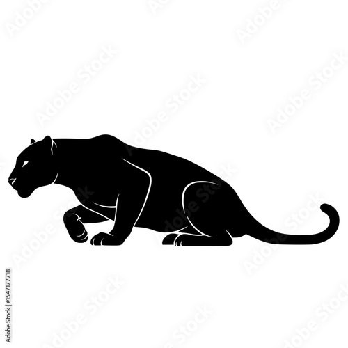 A Sleek and Powerful Silhouette A Black Panther Ready to Pounce in the Shadows of the Jungle