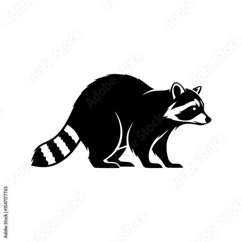 An Interesting Raccoon Standing Posing With Fur And Other Characteristics Of Mammals In Black And White