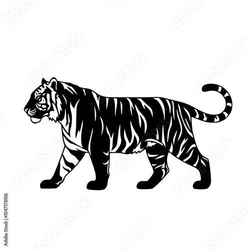 The Magnificent Tiger Striking Silhouette Capturing Power and Grace in the Wild Kingdom