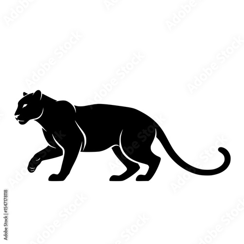 A Sleek Silhouette Capturing the Essence of a Panther Strolling Quietly and Powerfully Under the Moonlight