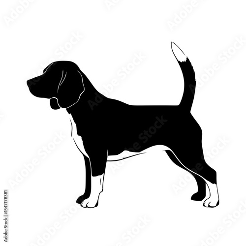A Portrait of a Beagle Dog Breed with its Characteristic Features and Graceful Posture in Monochrome Art