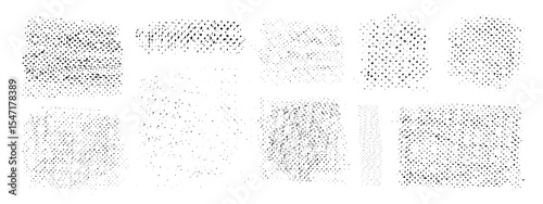 Vector black hand drawn brush stroke, brush, line or texture. Dirty artistic design element, box, frame or background  for text. Halftone texture. Grunge rough edges. 