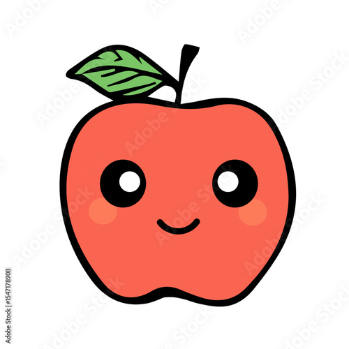 Cute cartoon apple character smiling. Simple vector illustration in flat style.