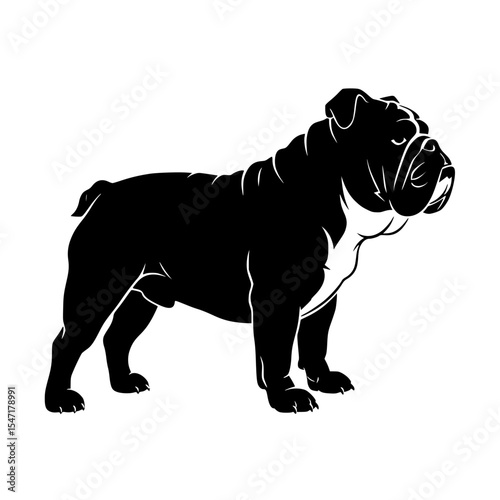 Majestic Bulldog Silhouette A Study of Canine Strength and Grace in Vector Art