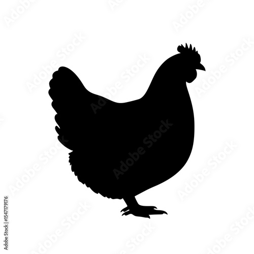 Black Chicken Silhouette on a White Background A Simple Yet Elegant Illustration of Domestic Poultry