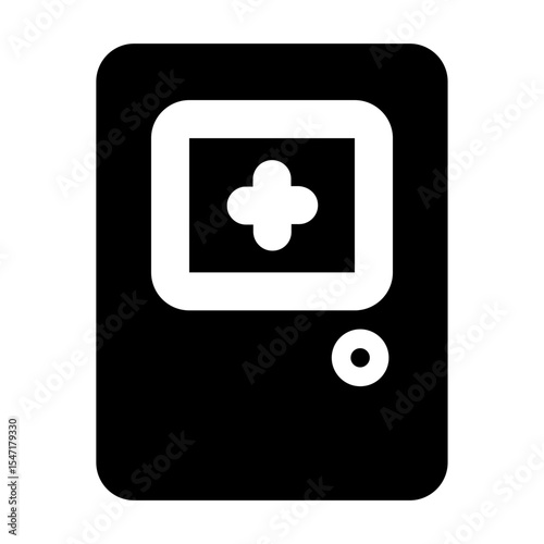 Simple solid vector icon cabinet representing medical and healthcare themes. Ideal for use in hospital apps, health websites, and telemedicine platforms. Clean SVG format, easy to scale and customize.