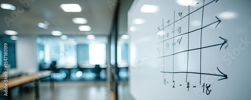 Minimum standard supports basic salary and wage adjustment concept. A close-up of a graph on a whiteboard in a modern office.