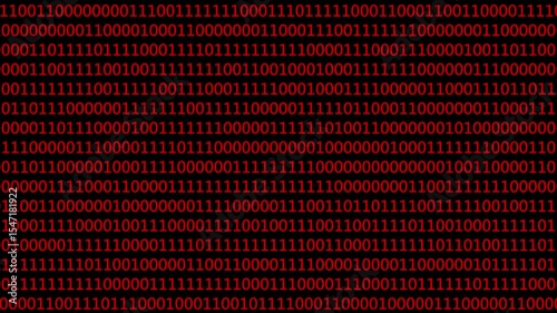 Glowing green binary digital code abstract background with randomly changing zeros and ones.