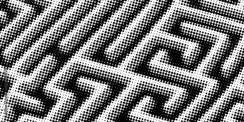 Abstract pattern background with organic halftone. Vector organic pattern of line and dots maze and irregular cells on background