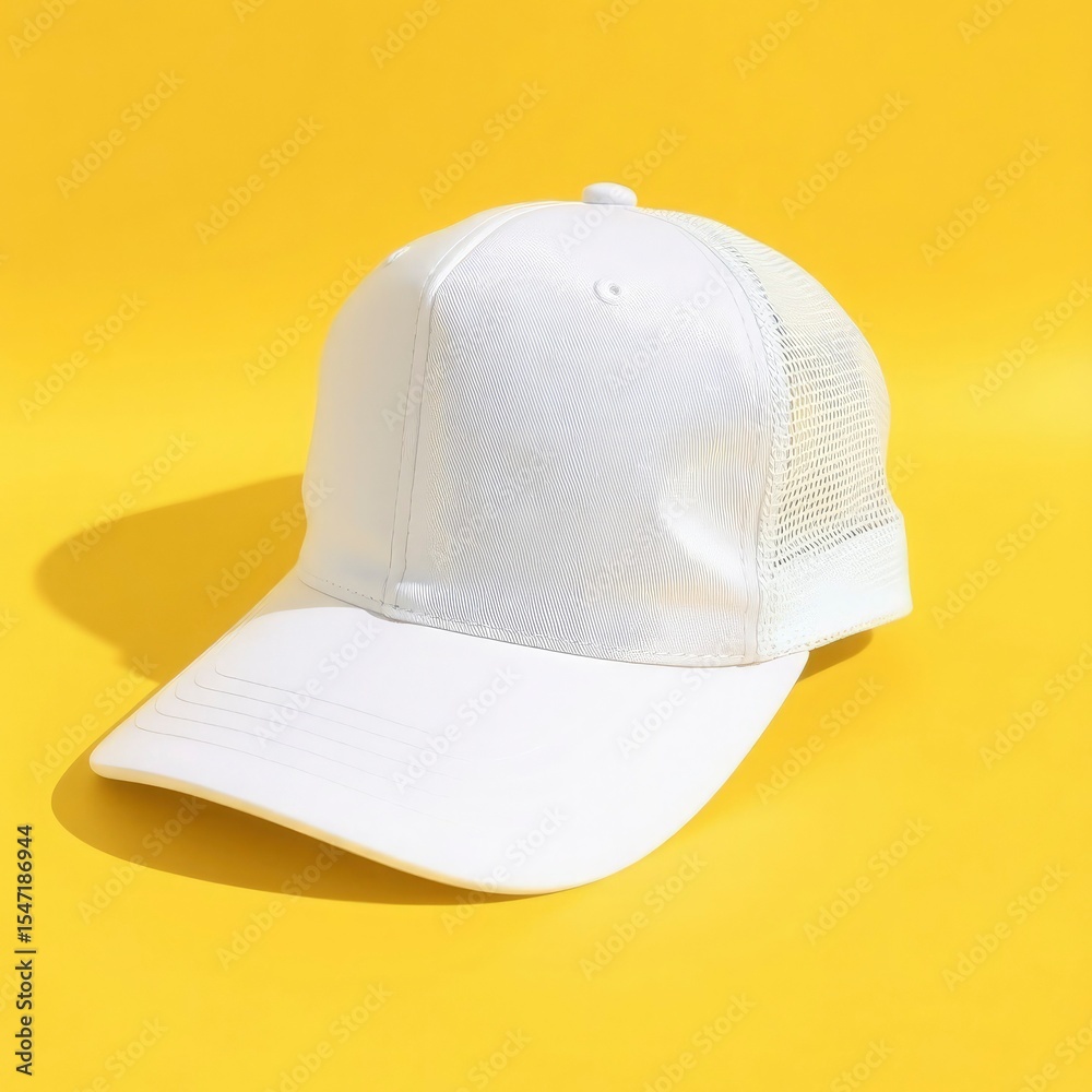 Fototapeta premium yellow background white cap mockup