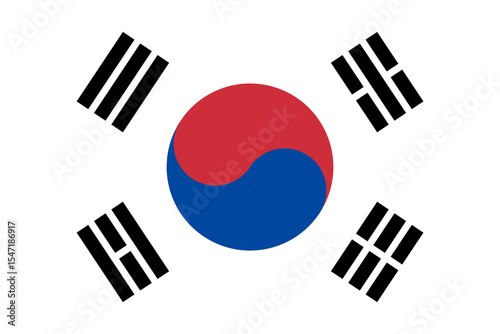 Vector flag of South Korea, a country in East Asia. Accurate dimensions and official colors. This file is suitable for digital editing and printing of any size.