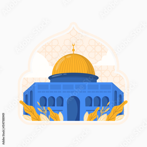 Hand drawn flat design al aqsa illustration